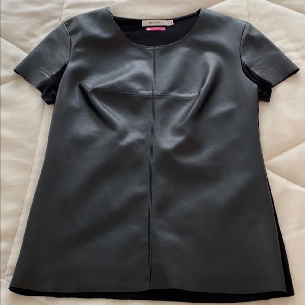 Bailey 44 black short sleeve faux leather top